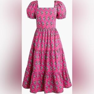 J. Crew Factory Pink Floral Midi Dress